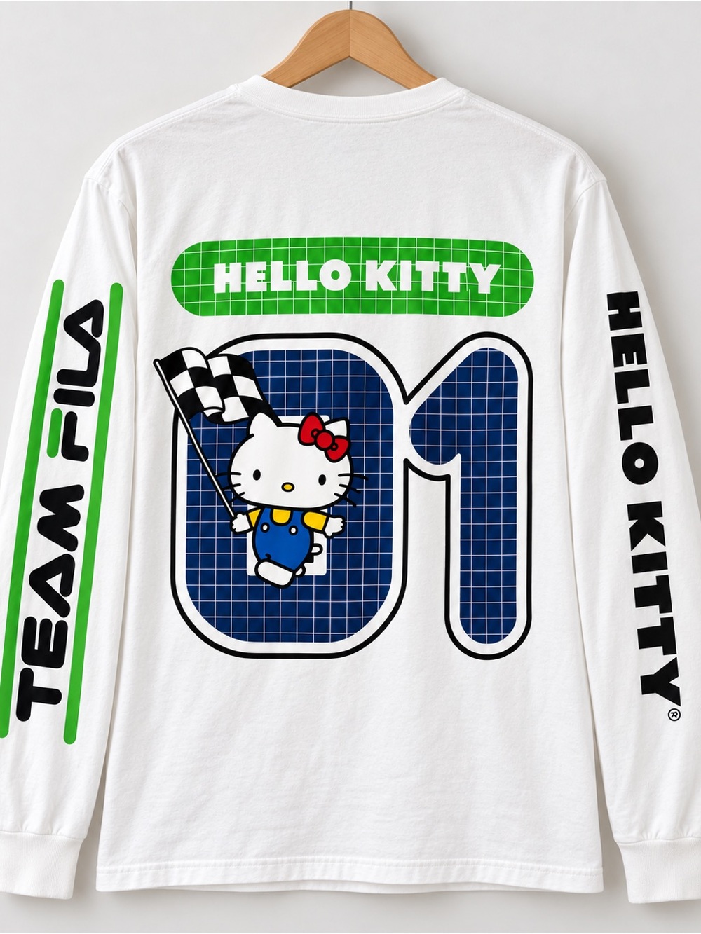 FILA x Sanrio Hello Kitty Racing White Long-Sleeve Graphic Tee | Men’s Medium